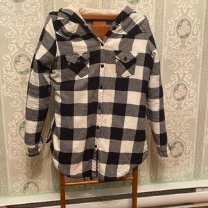 Ladies size small shacket with hood.